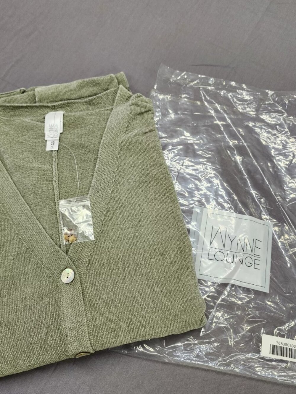 Wynne Lounge Womens 4X Plus Sage Green Oversized Knit Cardigan Sweater Pockets